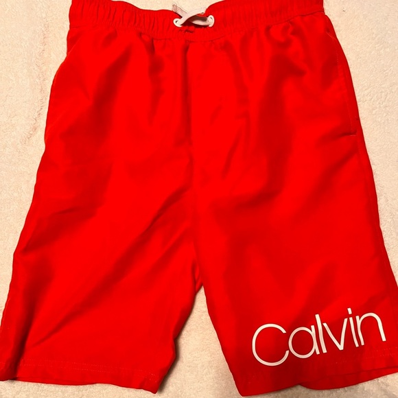 Calvin Red Swim Shorts - Picture 1 of 2